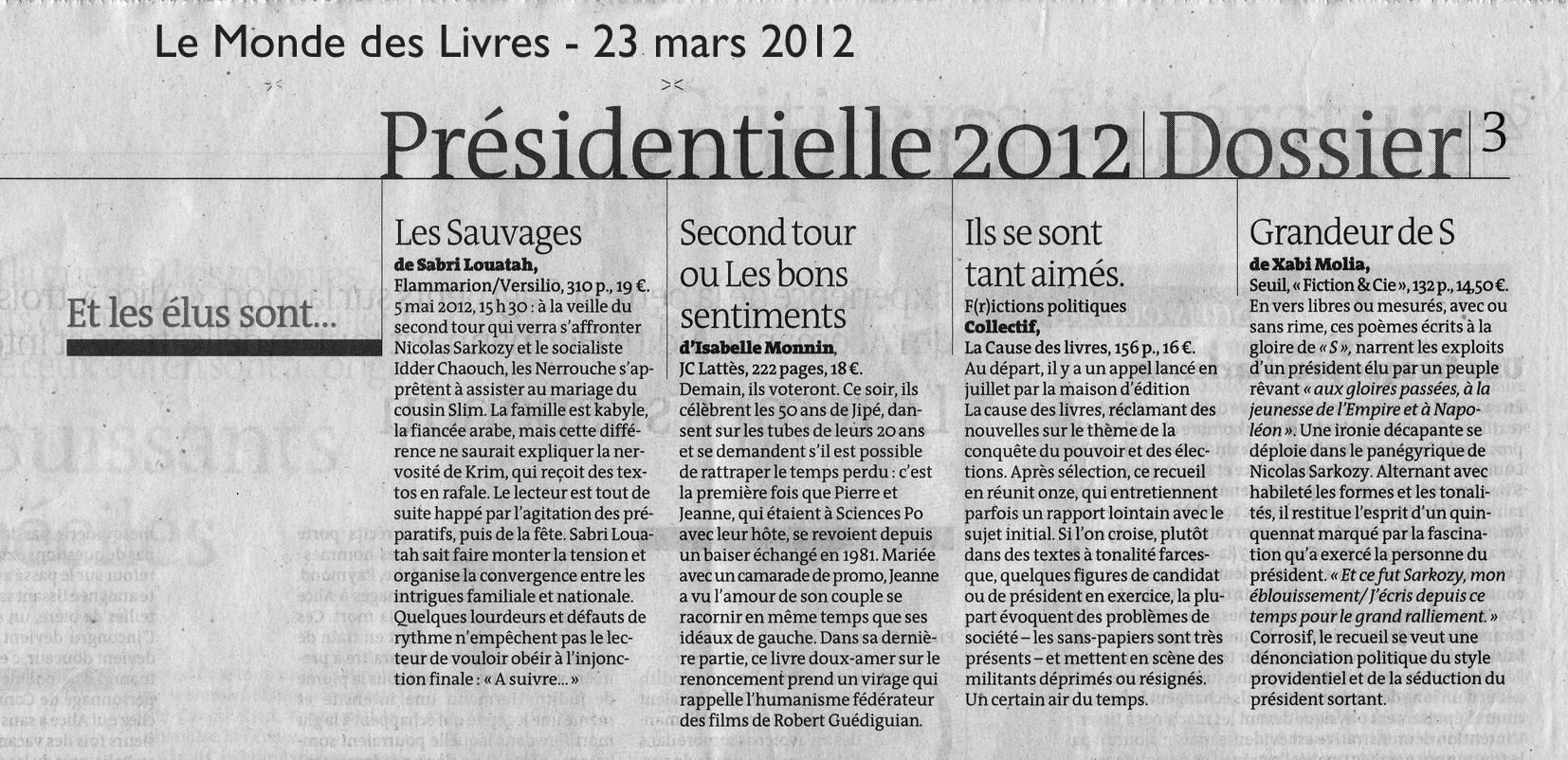 Le Monde des livres-F(r)ictions politiques